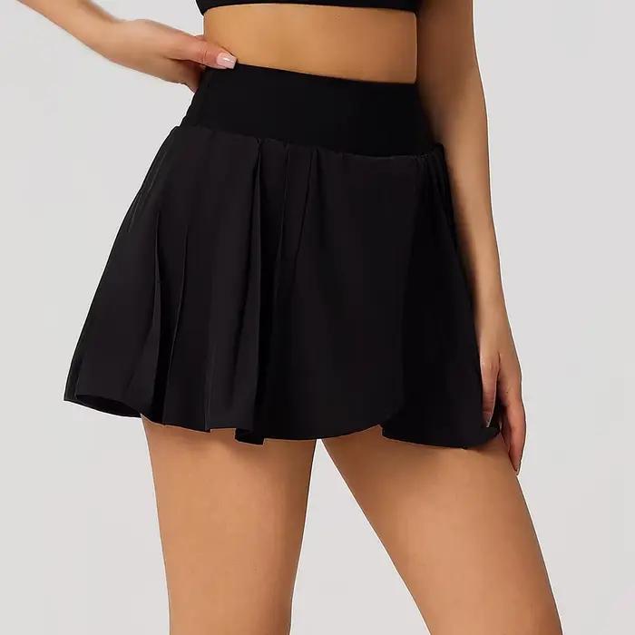 Jupe-short de sport taille haute pour femme, nouvelle collection été, avec short intégré anti-transp