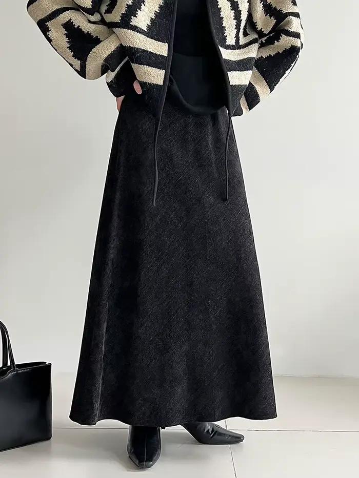 Jupe Vintage en sergé de flanelle poli, jupe queue de poisson, haut de gamme pour femmes, automne et