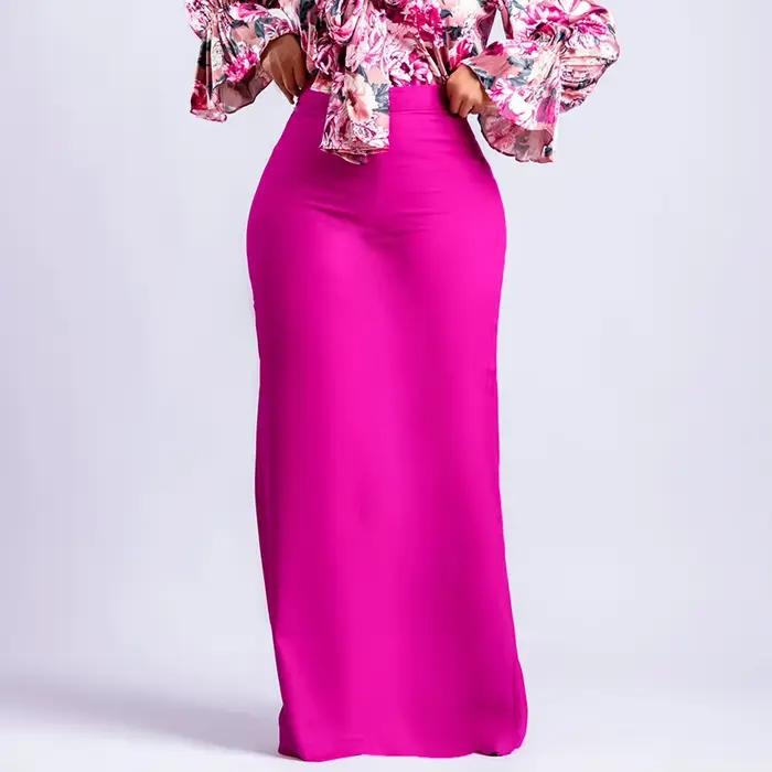 Jupe longue taille haute élégante pour femme, gaine solide, longueur au sol, fête d'anniversaire, vê