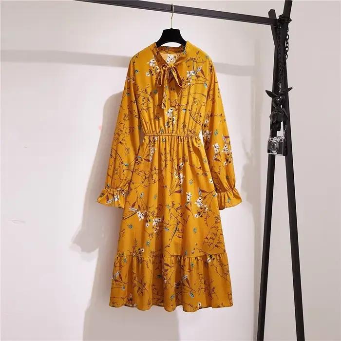 Robes mi-longues à manches longues pour femmes, Robes de style coréen, Vente en liquimanquer, A Line