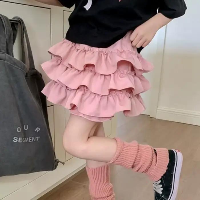 Jupe demi-corps décontractée de Style coréen pour filles, jupe d'été en bourgeon de fleur avec nœud 