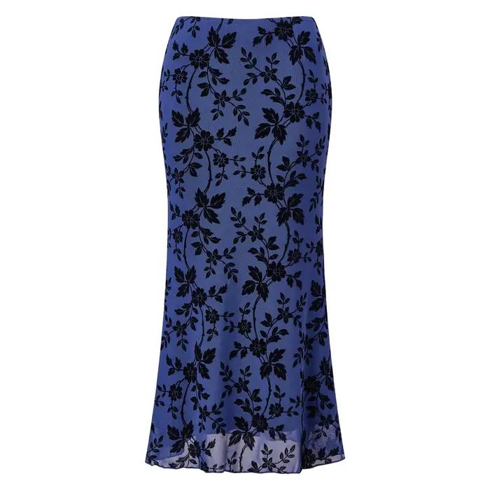 Nouvelles jupes longues florales pour femmes, taille haute, moulantes, en maille, style queue de poi