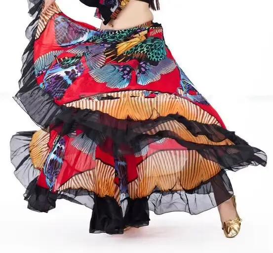 Jupe gitane imprimée de fleurs à 720 degrés, vêtements tribaux de danse du ventre, Costume de danse 
