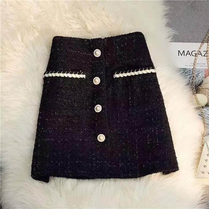 Jupe mi-longue en soie brillante pour femme, taille haute, en laine épaisse, style portefeuille, bla