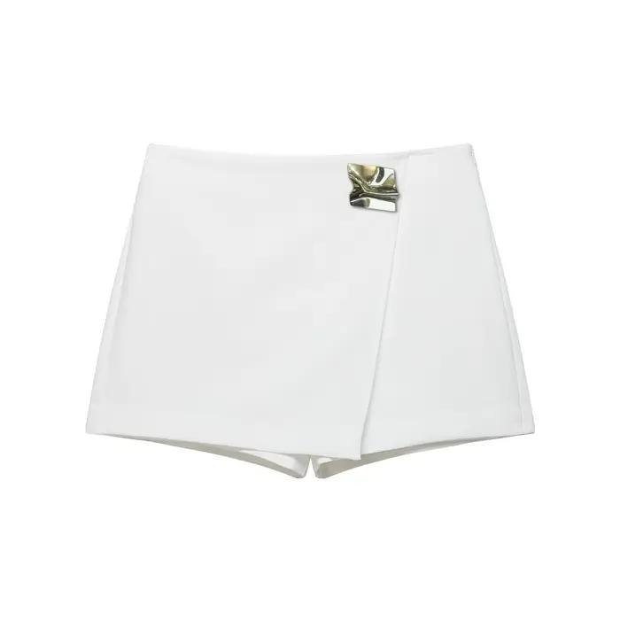 Jupe-pantalon asymétrique taille haute pour femme, nouvelle collection printemps-été, avec décoratio