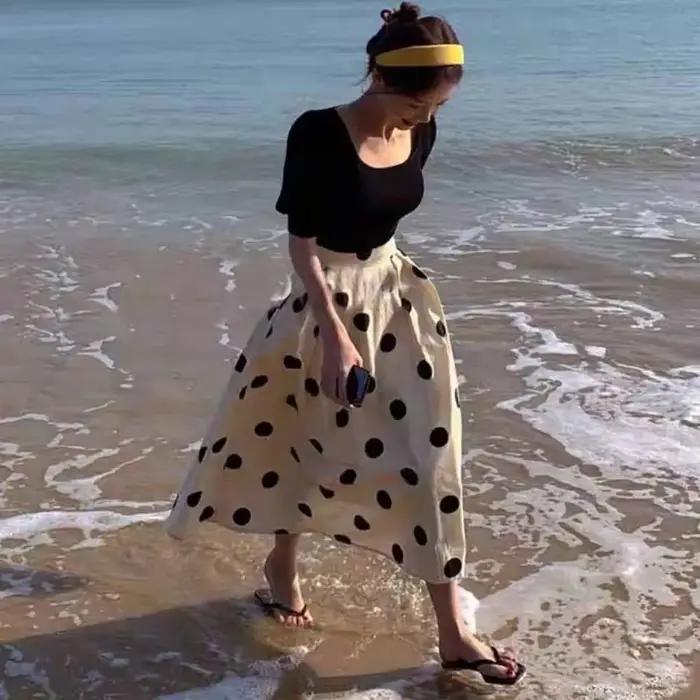 Jupe trapèze à fermeture éclair pour femmes, mi-longue, Y2k, Vintage, Style coréen, vêtements tendan