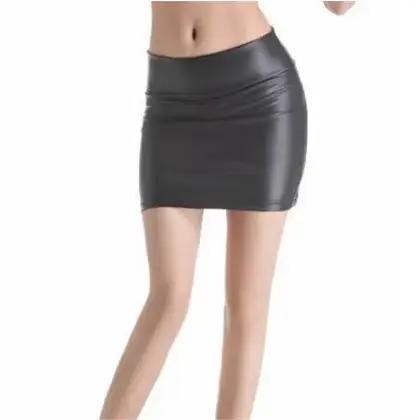 Nouvelle jupe en cuir pour femme, taille haute, en similicuir PU, moulante, mini, sexy