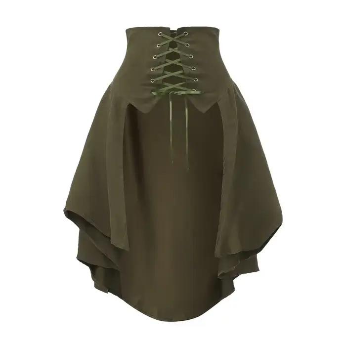 Jupe de Pirate gothique Steampunk pour femmes, à lacets sur le devant, à volants, ourlet irrégulier,