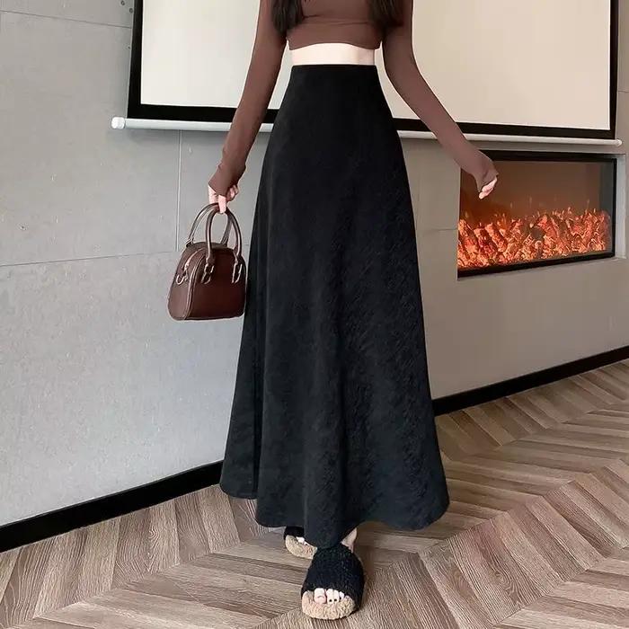 Demi-jupe trapèze noire taille haute, nouveau style 2025, jupe queue de poisson amincissante, jupe m