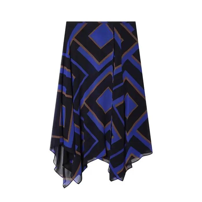 Jupe midi asymétrique sexy pour femme, imprimé mode transfrontalier, style urbain, tissu polyester, 