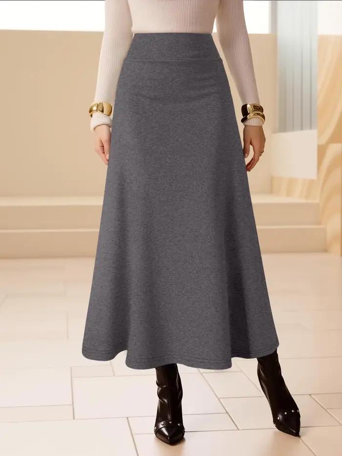 Jupe mi-longue pour femme, taille haute, style fluide, tissu respirant, idéale pour les tenues décon