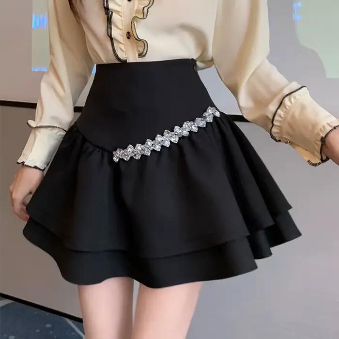 Jupe Courte Plissée en Mousseline de Soie pour Femme, Mini pouvez-vous aru Sexy, Taille Haute, à Vol