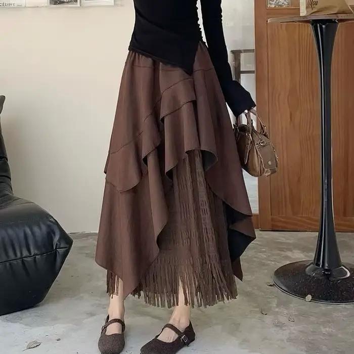 Jupe irrégulière Vintage pour femmes, nouveau Design, taille haute, amincissante, polyvalente, ligne