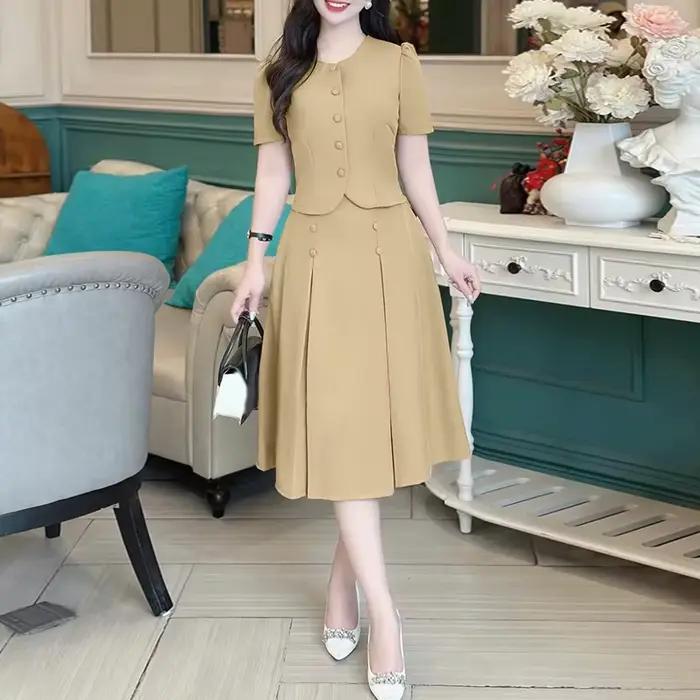 Jupes plissées ensembles femmes chemises à manches courtes avec jupes tenues de mode 2025 ZANZEA déc