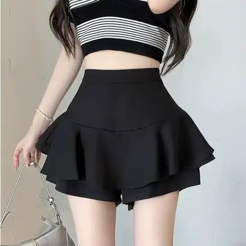 Jupe de bal asymétrique à volants pour femme, mini-jupe coréenne taille haute élégante et sexy, idéa