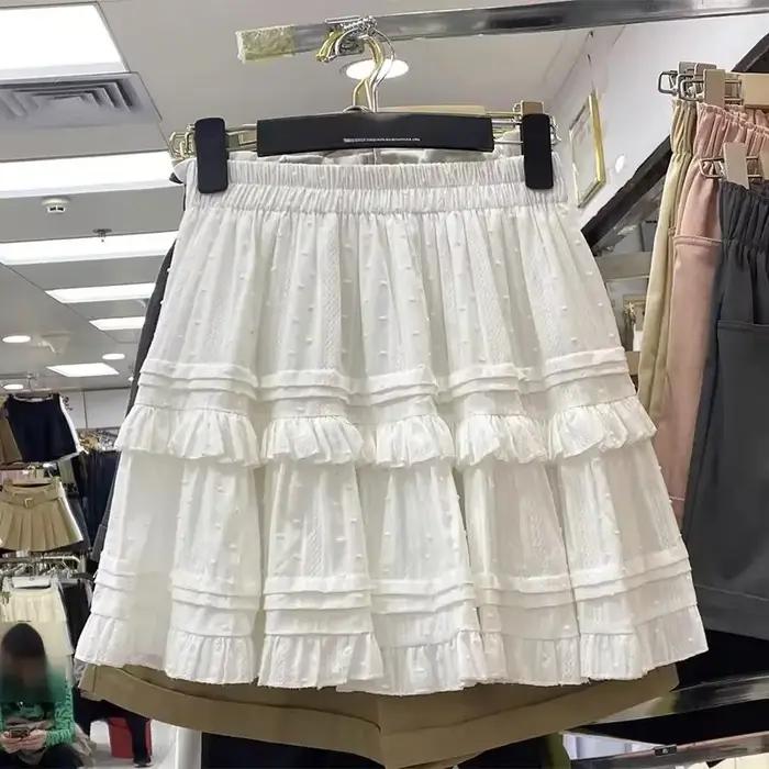 Mini jupes pour femmes, Style français, taille haute, ligne a, volants, couleur unie, Simple, plissé