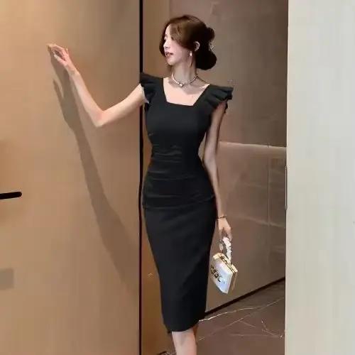 Robe d'été pour femme à fines bretelles, style français, nouvelle collection, coupe ajustée, mini-ro
