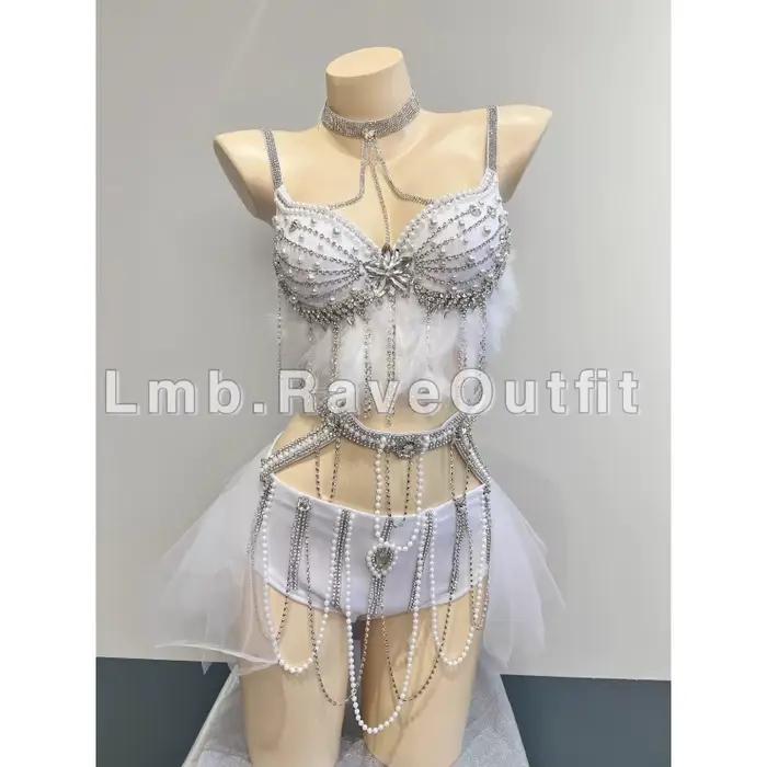 Jupe Tutu en syllabe électrique, plumes fluides blanches personnalisées, Sexy, luxe, plumes, Bikini,