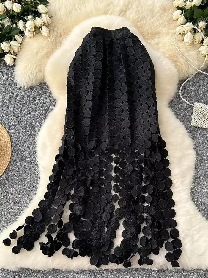 Jupe Tube femme évider à pois gland automne nouvelle taille haute minceur mi-longue droite fête Sexy