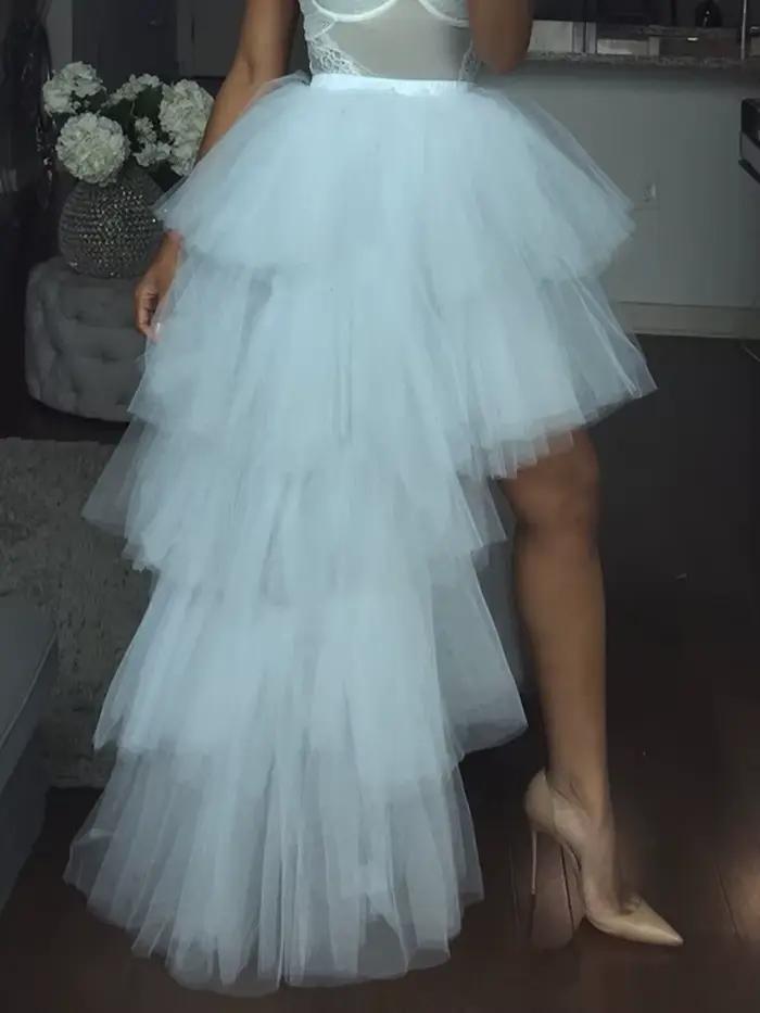 Jupe multi-jupe en Tulle pour femmes, haut et bas, à volants, asymétrique, pour bal de promo, Punk, 