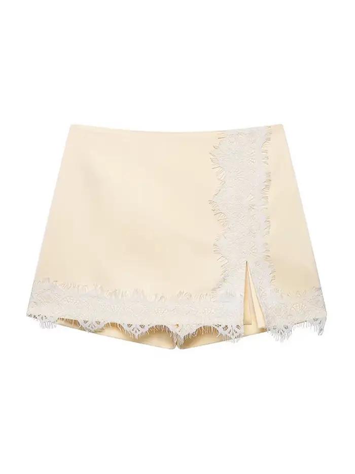 Nouveaux ensembles jupe et manteau pour femme, avec empiècements en dentelle, col à revers, manches 