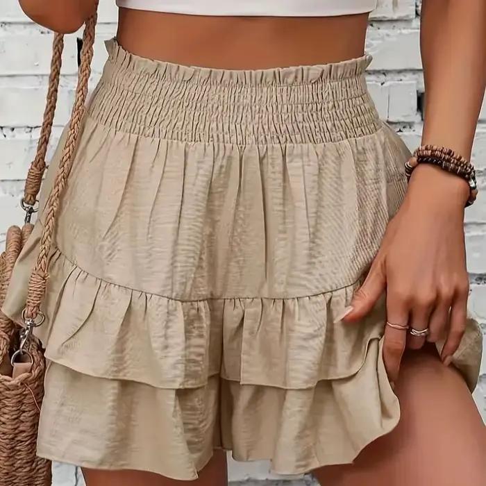 Jupe courte décontractée à jambes larges pour femmes, sensation de suspension, couleur pure, Europe 