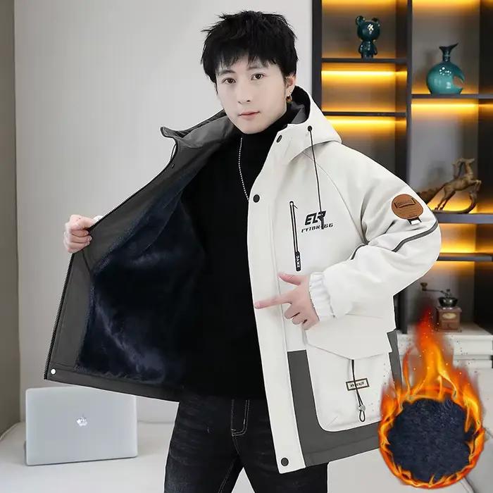 Vestes à capuche épaisses et en polaire pour hommes, Parkas chauds d'automne et d'hiver, vêtements d