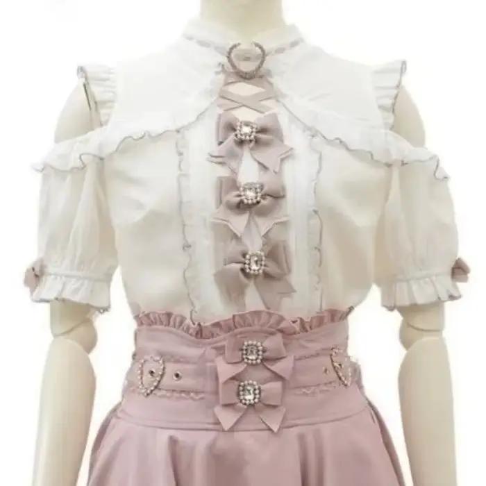 Jupe à carreaux Lolita japonaise pour femmes, douce Harajuku, taille haute, nœud, mignon Saia, perle