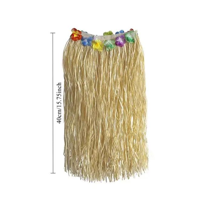 Ensemble jupe hawaïenne en paille artificielle pour scène, fête tropicale, plage