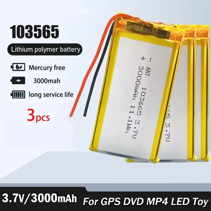 Grande capacité 3000mAh 103565   Batterie rechargeable au lithium polymère 3,7 V avec batterie ultra