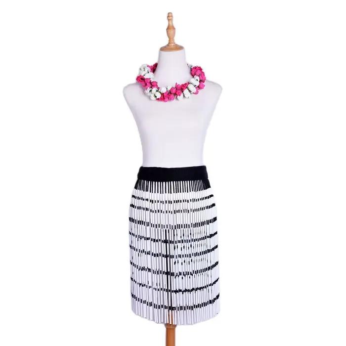 Jupe Vintage Maori AREX Piupiu pour Femme, Simulée en Fil Noir et Tube Blanc ou Naturel, Costumes de