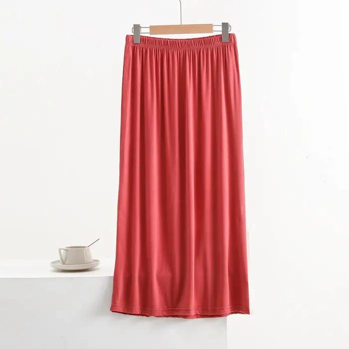 Jupe longue fine en modal pour femme, taille haute, coupe trapèze, couleur unie, fluide, polyvalente