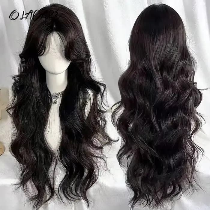 Perruques synthétiques de 30 pouces, cheveux longs ondulés, perruque bouclée LM avec frange, perruqu