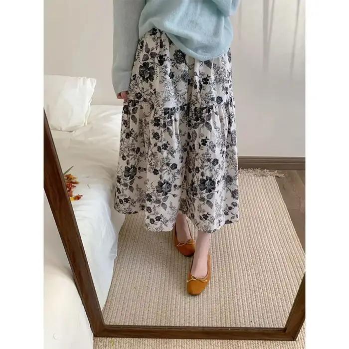 Jupe Vintage florale pour femmes, jupe trapèze De Style chinois, taille haute, ample, Chic, été, 202