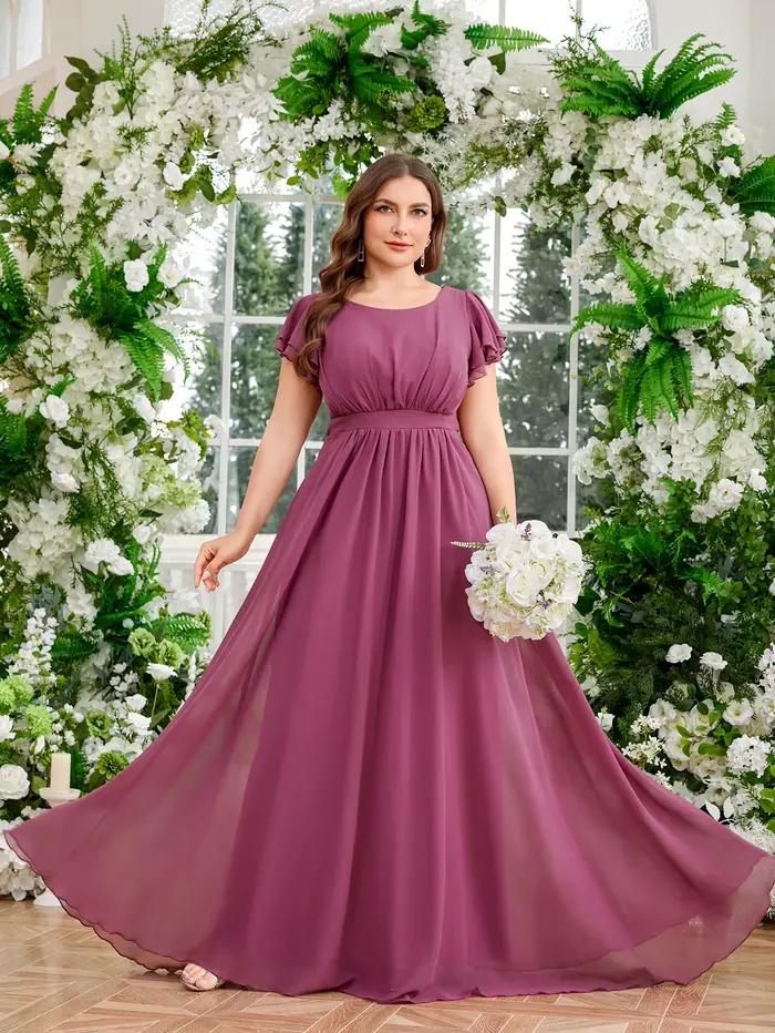 Robe de soirée élégante UNITHORSE en tissu écologique, col rond, jupe plissée cintrée, dos nu, avec 