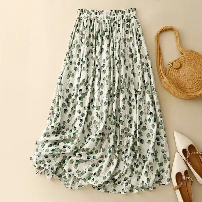 Jupe trapèze en coton et lin pour femmes, vintage, vêtements coréens, nouveau, printemps, été, vente