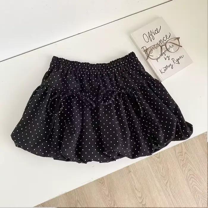 Jupe courte Y2K pour femme, style bohème d'été, coupe trapèze, motif pois, vintage, bouffante, effet