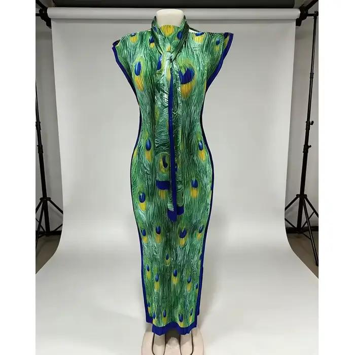 Robe longue décontractée sans manches pour femme, collection été 2026, élégante, imprimé 3D, style f
