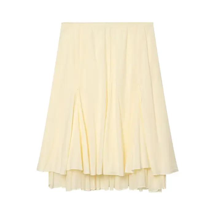 Jupe midi double couche pour femme, nouvelle collection printemps 2026, taille mi-haute, poches, élé
