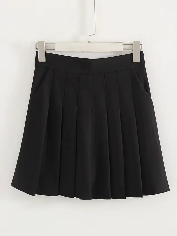 Mini-jupes plissées pour femmes avec short intégré, taille haute, courtes, blanches et noires, pour 