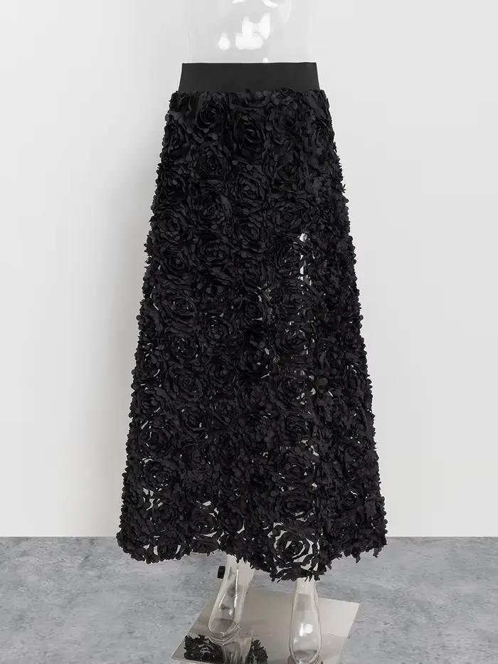 Jupe longue en forme de pétale de fleur, taille haute, élégante, soirée, rouge, Maxi, Streetwear, mo