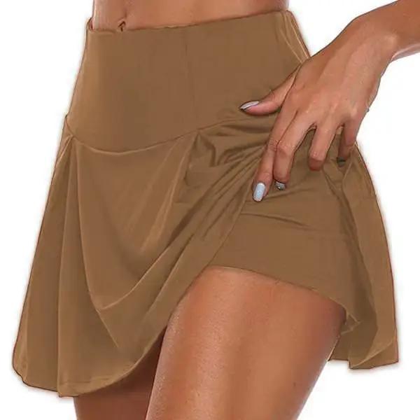 Jupe de Tennis avec short intégré pour femmes, Mini jupe d'été extensible et fluide, tenue sportive 