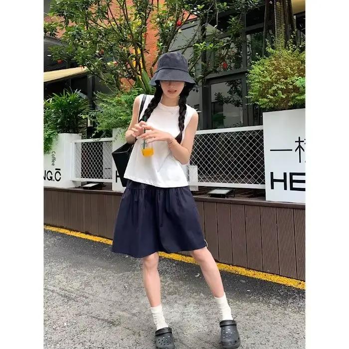 Mini-jupe décontractée à taille élastique pour femme, nouveau style printemps-été, polyvalente, amin
