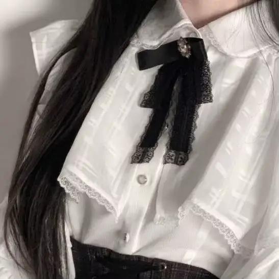 Ensemble jupe et chemisier d'été 2 pièces, style Lolita, avec chemisier à manches longues à volants 