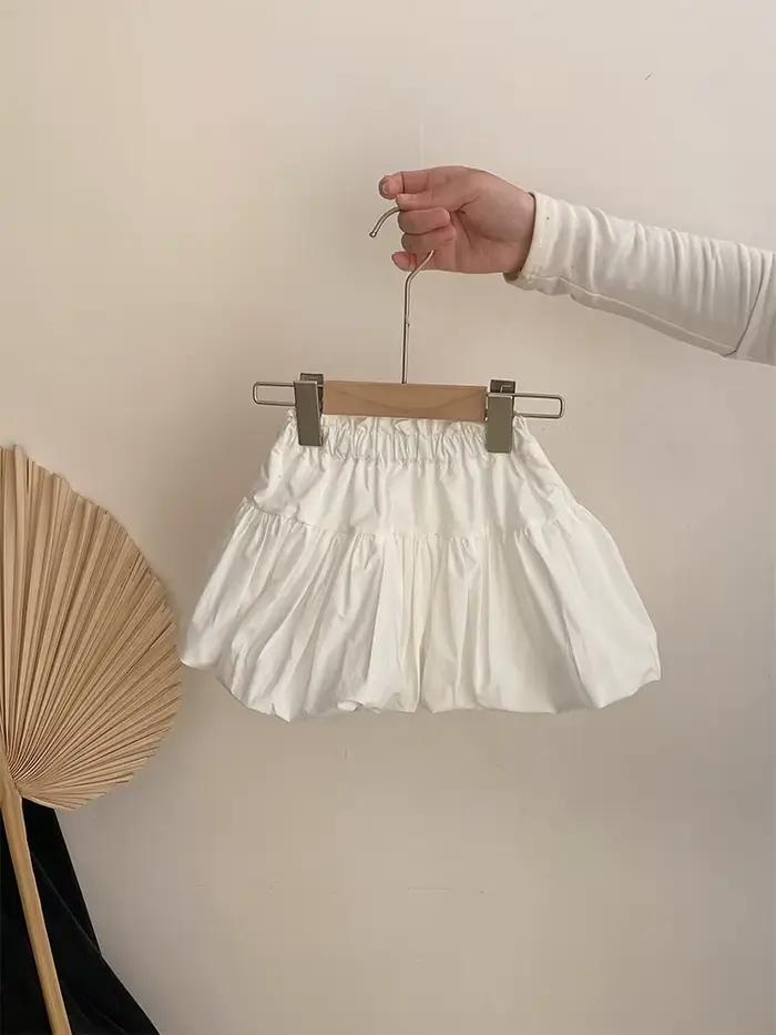 Jupe à bourgeon de fleur blanche pour filles, mode coréenne, lettre brodée, pantalon polyvalent, tri