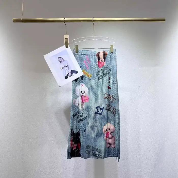 Nouvelle jupe plissée Miyake pour femme, taille haute, coupe ample, imprimé mignon, style décontract