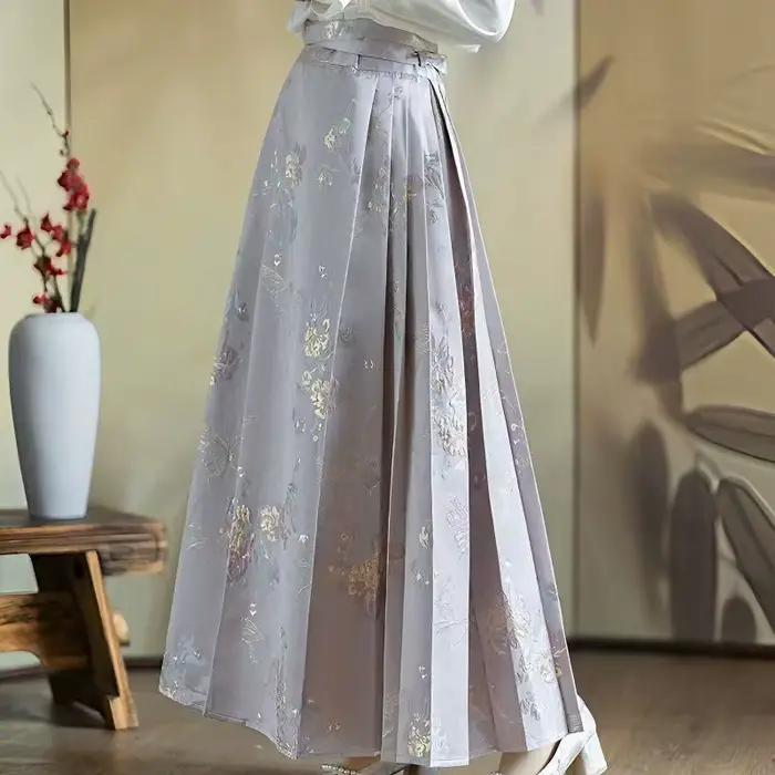 Chemise Hanfu traditionnelle chinoise, jupe à visage de cheval tissée en or, robe en tissu Jacquard,