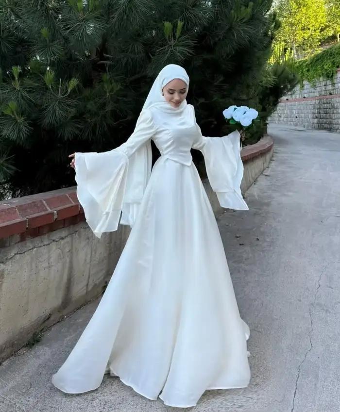 Robes de mariée musulmanes longues, robes de bal de gala personnalisées, robes de soirée 2026 pour f