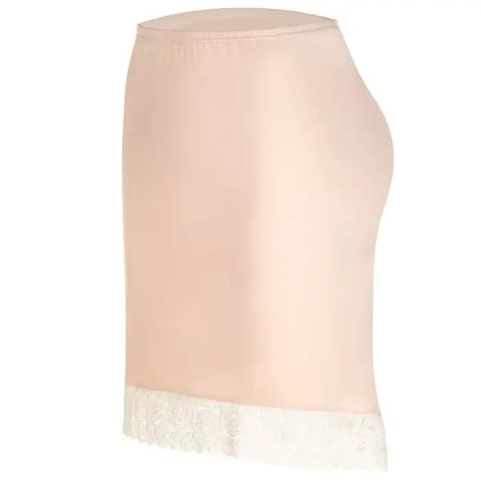 Jupe mi-longue anti-reflet à empiècements en dentelle, fente double face, haute élasticité, avec dou