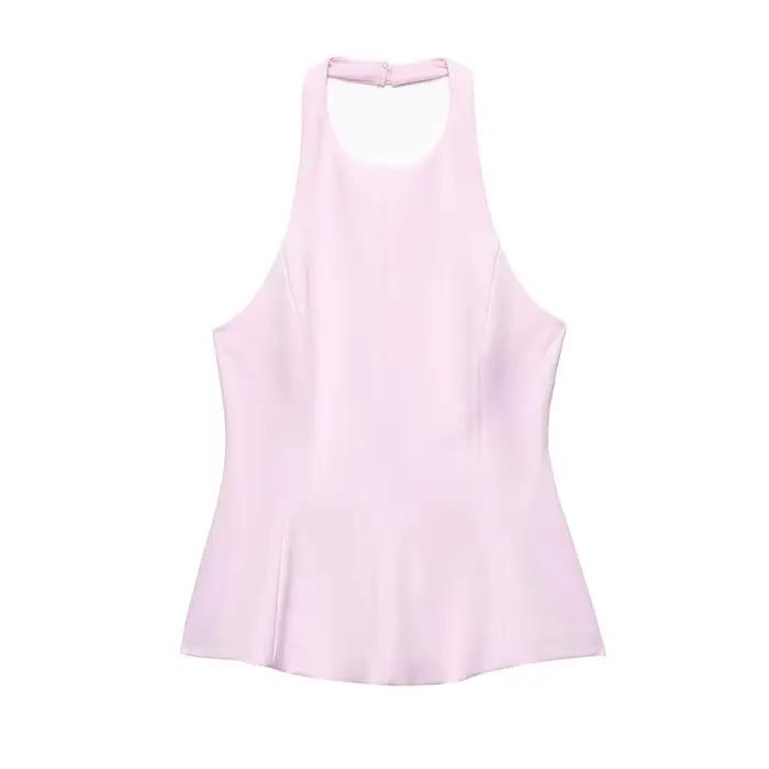 Mini-jupe rose élégante pour femme, nouvelle collection printemps, style tendance, col suspendu, our